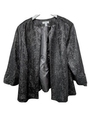 Dressbarn Black Lace Evening Jacket Plus Size 2X  Open Front Party Wedding Guest